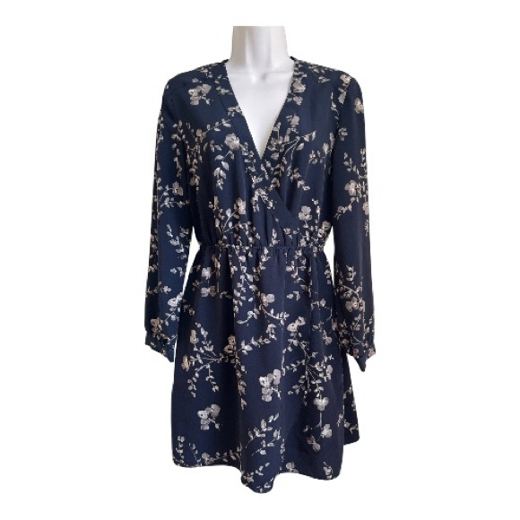 GAP Dresses & Skirts - Gap Navy Floral Faux-Wrap Mini Dress